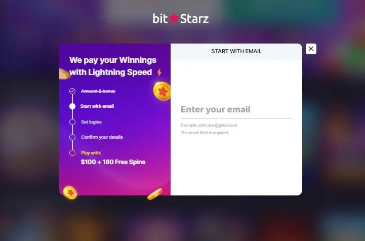 bitstarz registration process